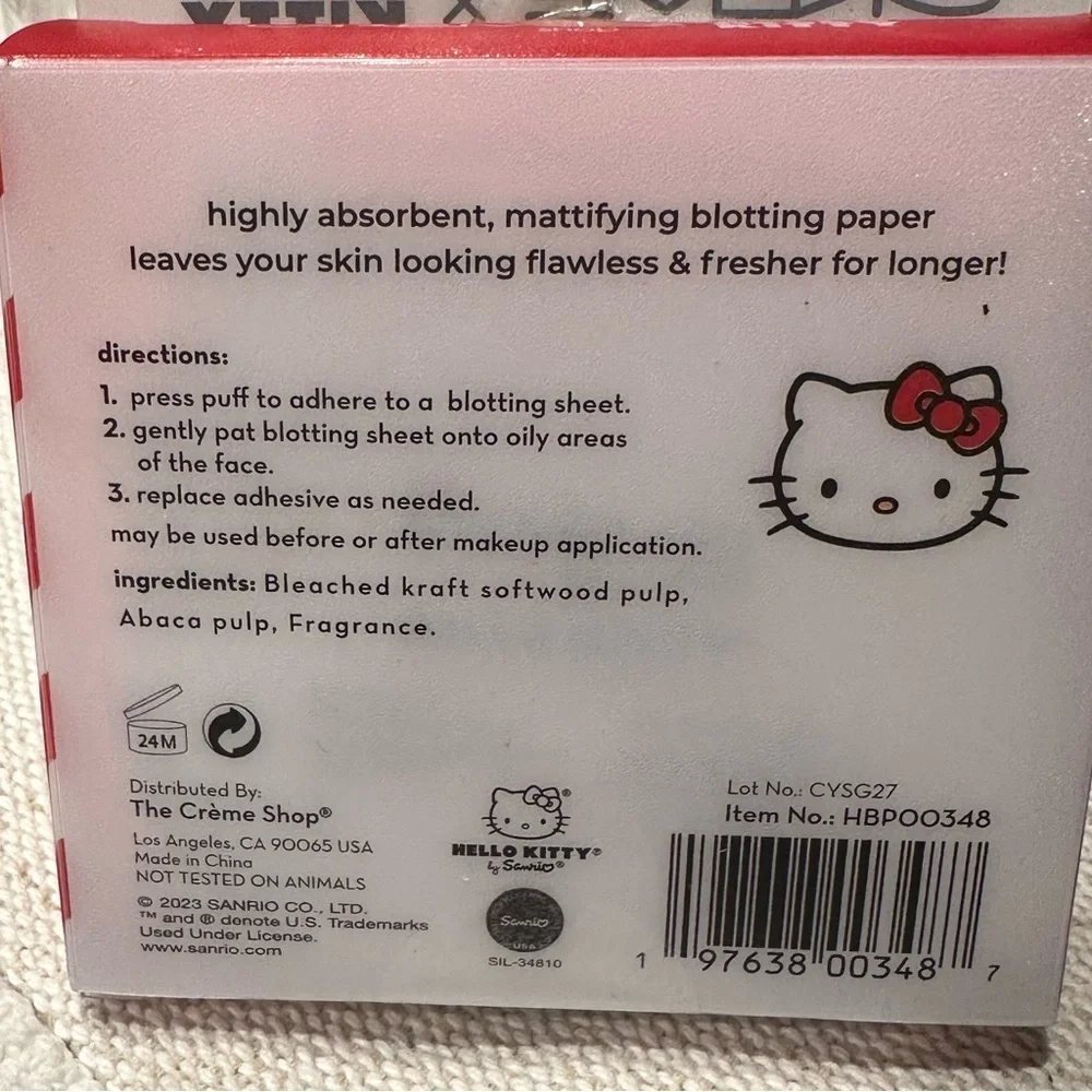 NEW Hello Kitty Mattifying Blotting Paper+Reusable Mirror Compact The Crème Shop
